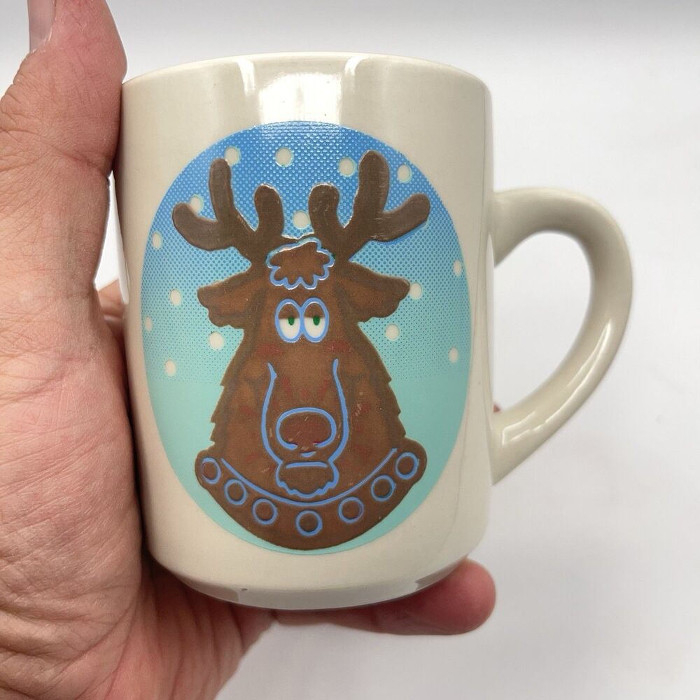 Vintage Dennys Mug, Reindeer Heat Activated Color Changing Christmas Mug, 1990’s